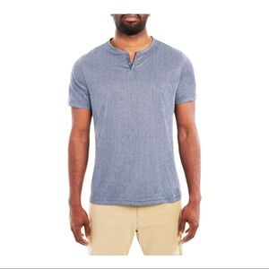 CON.STRUCT Denim Texture Performance Stretch Short Sleeve Henley Size M